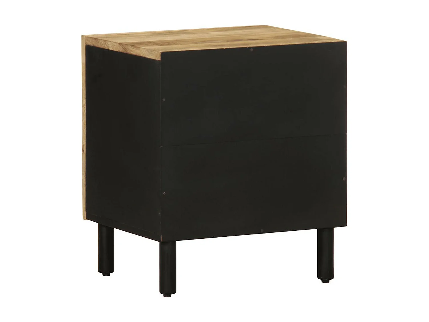 Table de chevet noir 40x33,5x46 cm bois de manguier massif brut