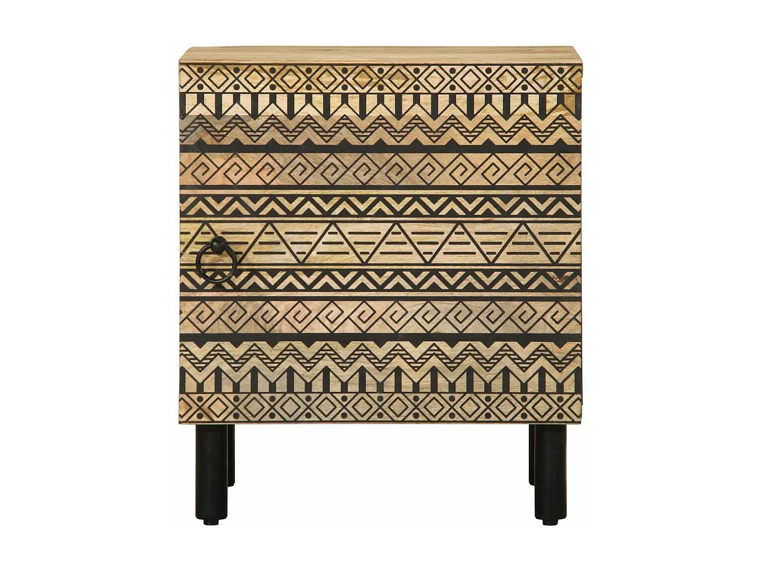 Table de chevet noir 40x33,5x46 cm bois de manguier massif brut