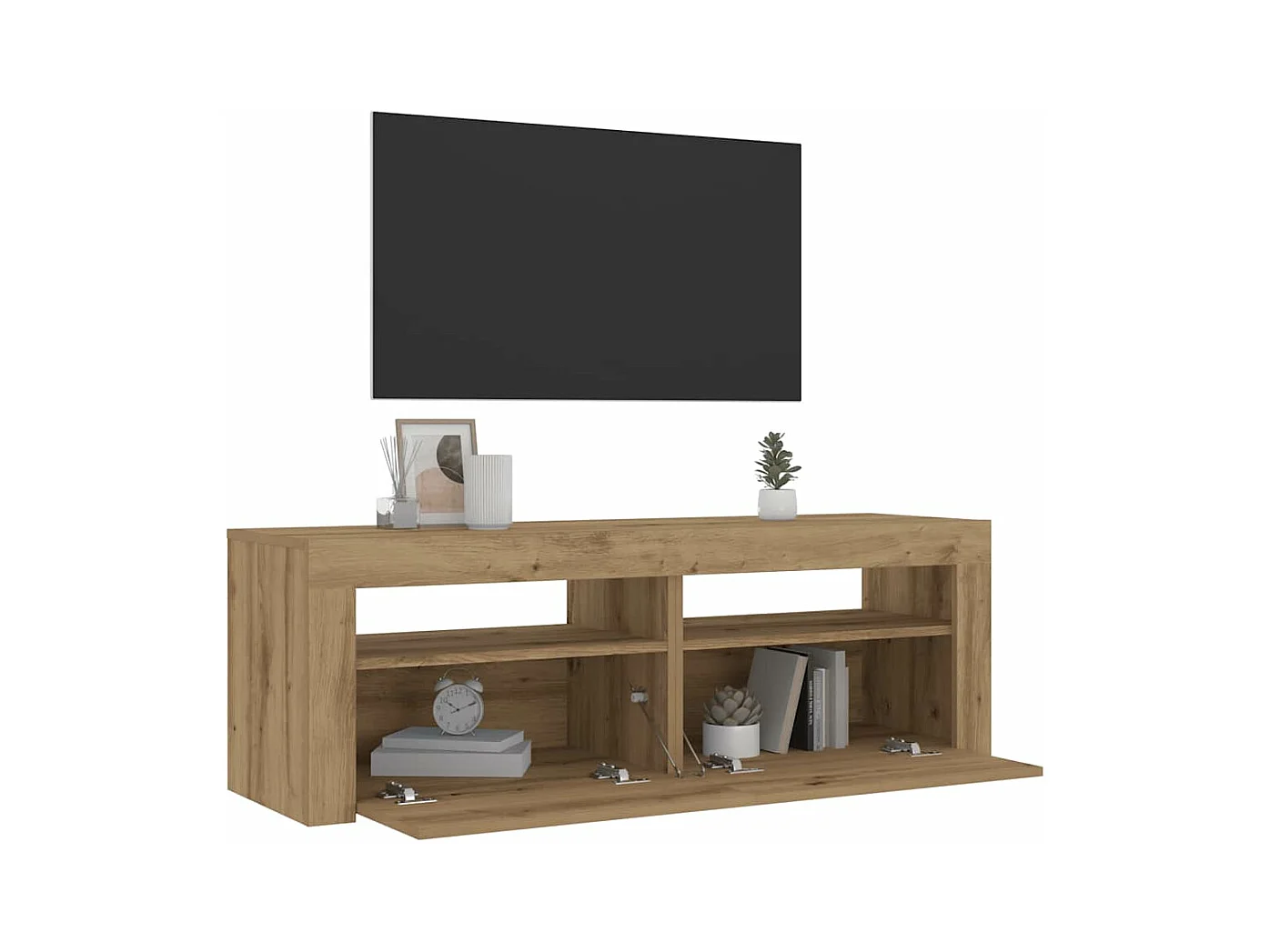Tables de chevet 2 pièces avec LED chêne artisanal 60x35x40 cm