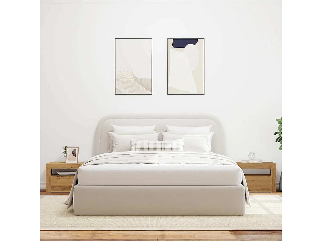 Tables de chevet 2 pièces avec LED chêne artisanal 60x35x40 cm