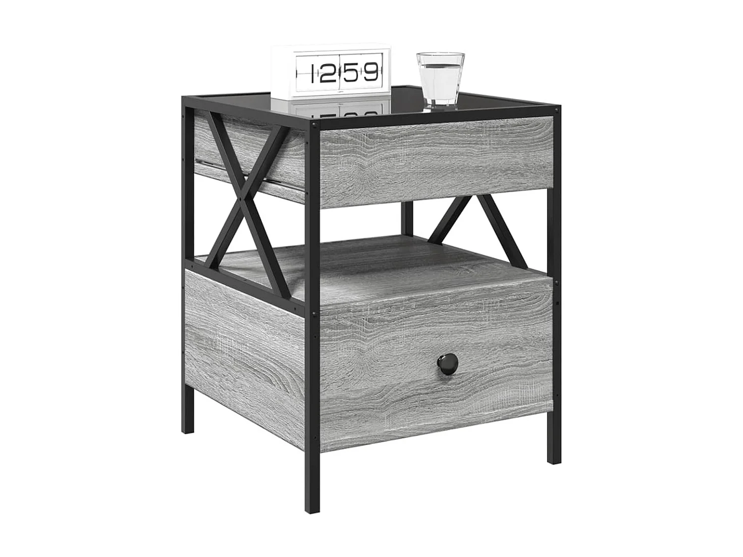 Table de chevet avec LED infini sonoma gris 40x40x51 cm