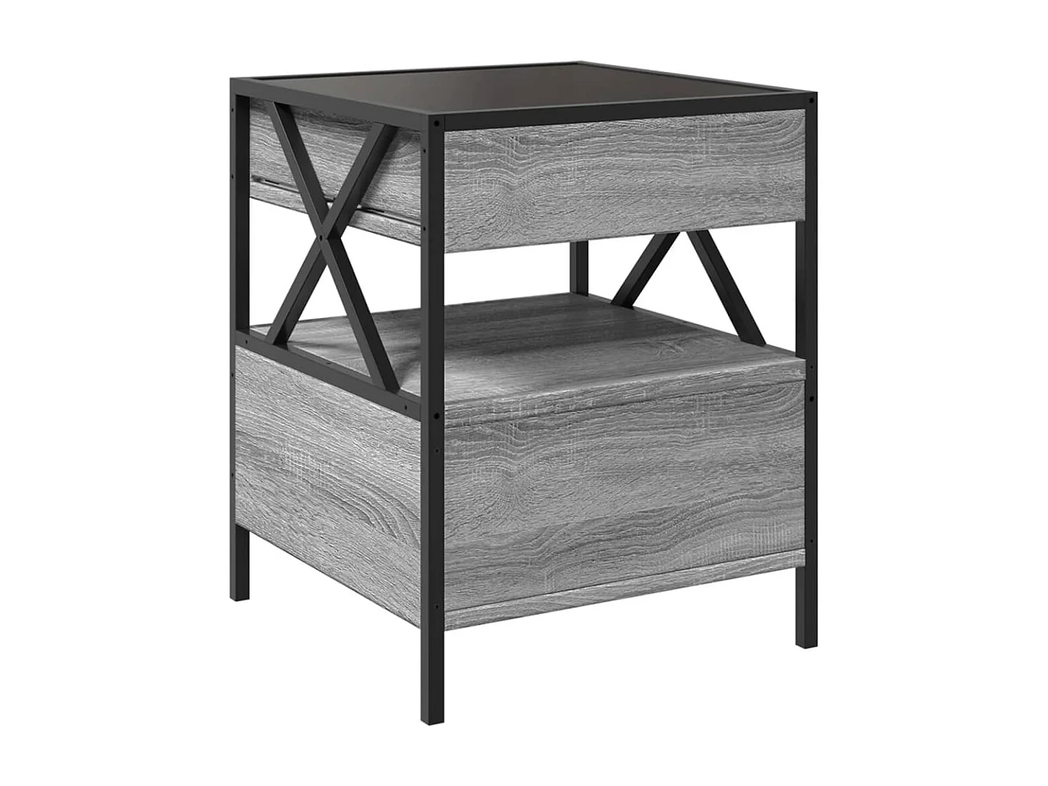 Table de chevet avec LED infini sonoma gris 40x40x51 cm