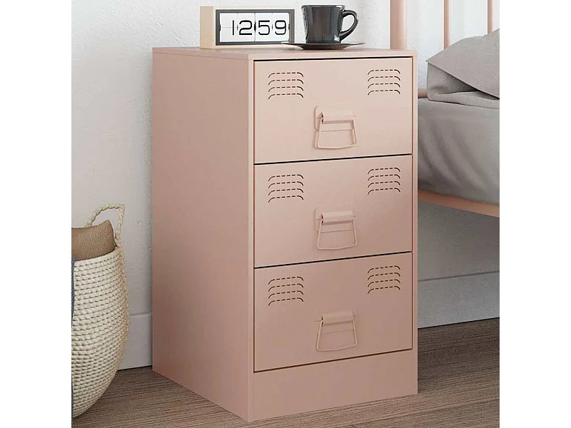 Table de chevet rose 34,5x39x62 cm acier