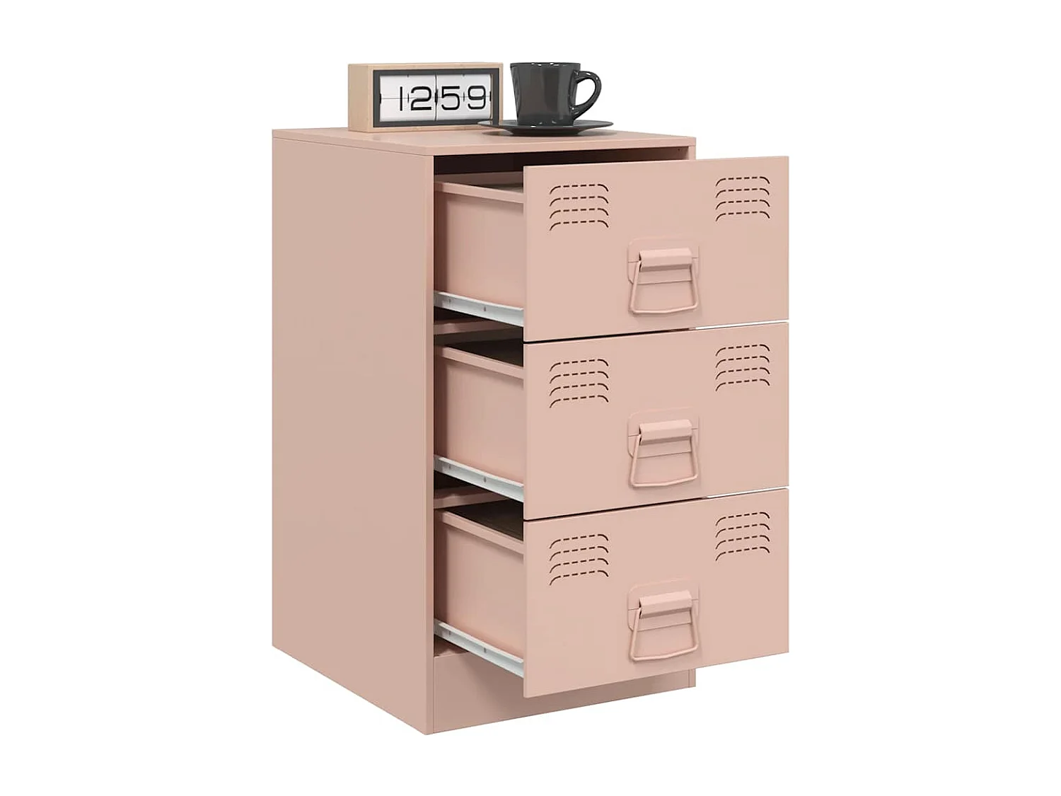 Table de chevet rose 34,5x39x62 cm acier