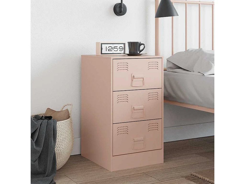 Mesa de cabeceira 34,5x39x62 cm aço rosa