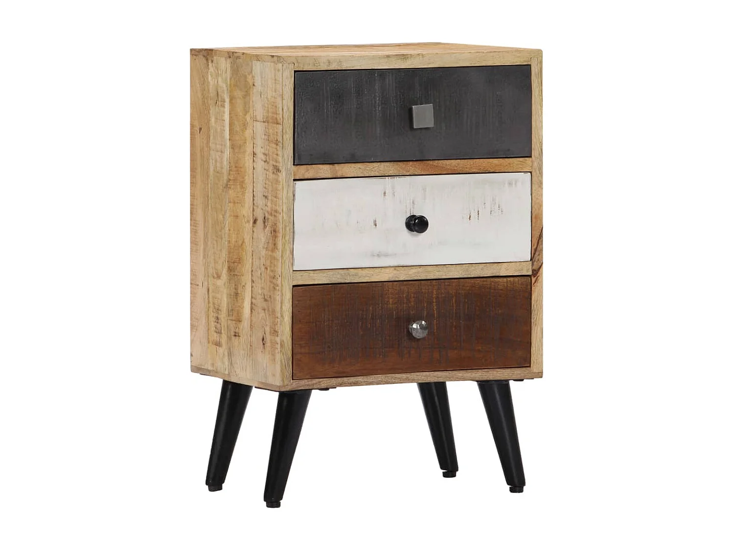 Mesita de noche de madera maciza de mango 40x30x60 cm