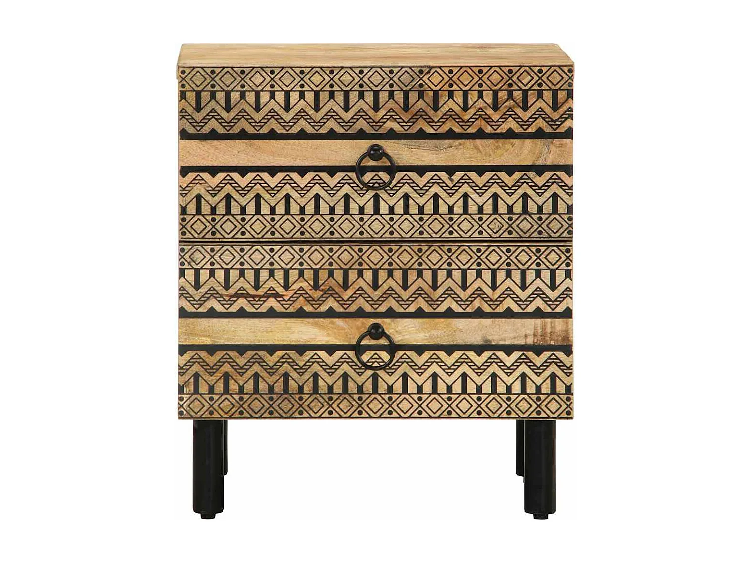 Mesitas de noche 2 unidades madera mango rugosa negro 40x33,5x46 cm