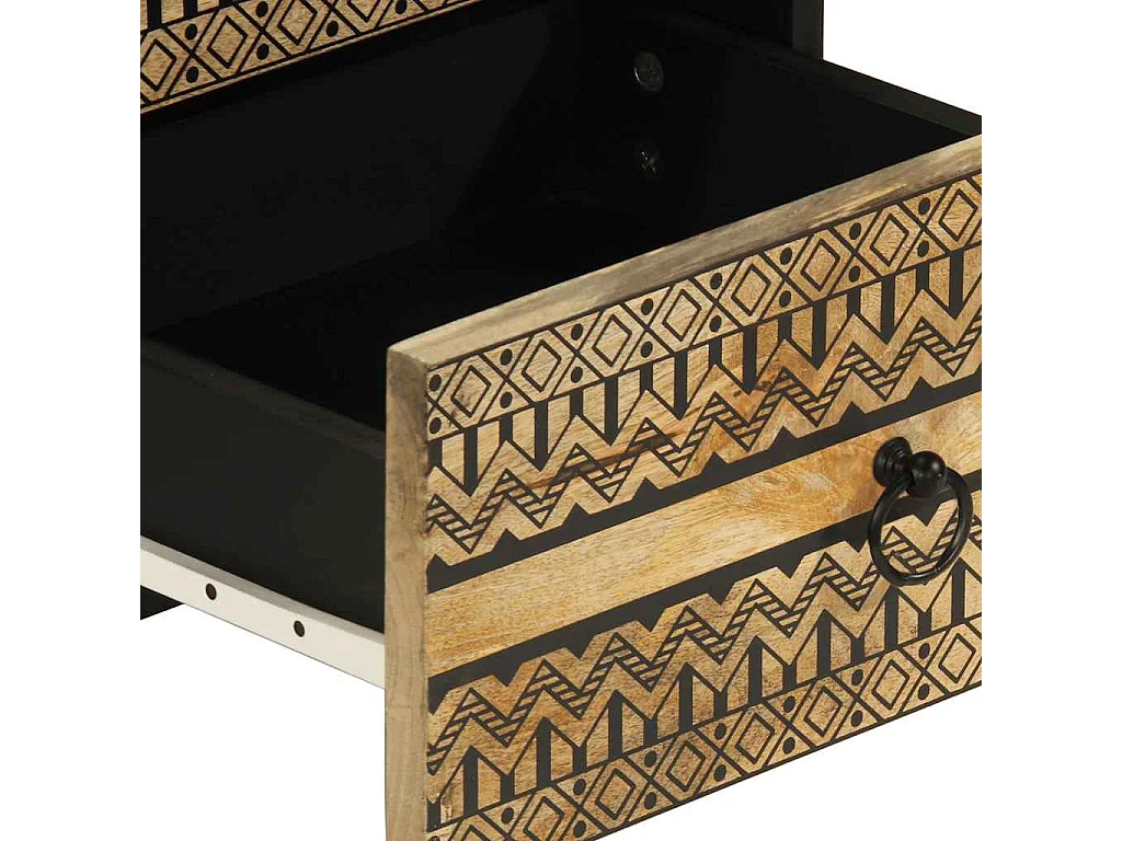 Mesitas de noche 2 unidades madera mango rugosa negro 40x33,5x46 cm