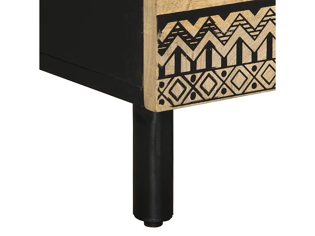 Mesitas de noche 2 unidades madera mango rugosa negro 40x33,5x46 cm