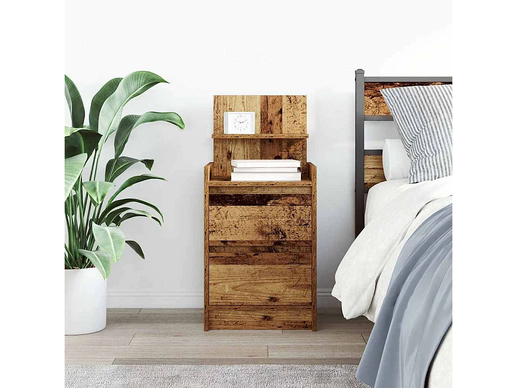Nachtkastje met 2 lades 38x34x80 cm oud houtkleurig
