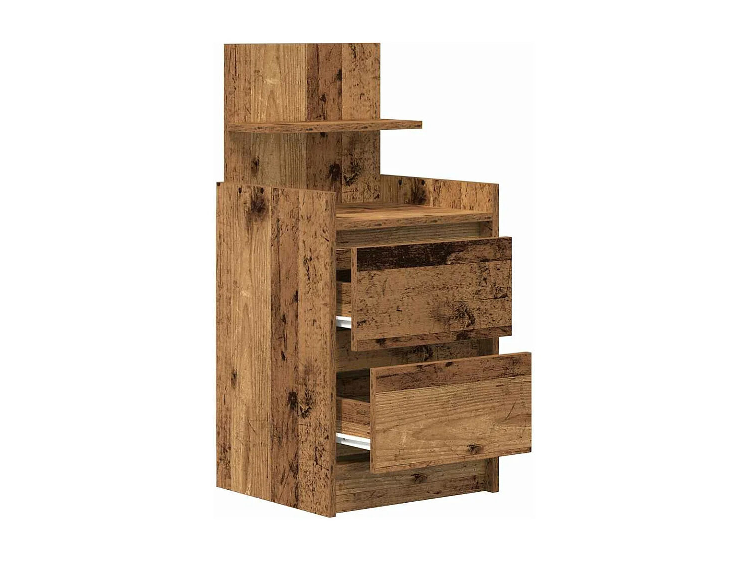 Table de chevet avec 2 tiroirs vieux bois 38x34x80 cm
