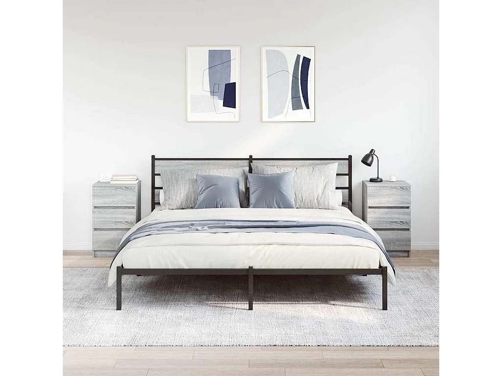 Tables de chevet avec 3 tiroirs 2 pièces sonoma gris 39x35x65 cm