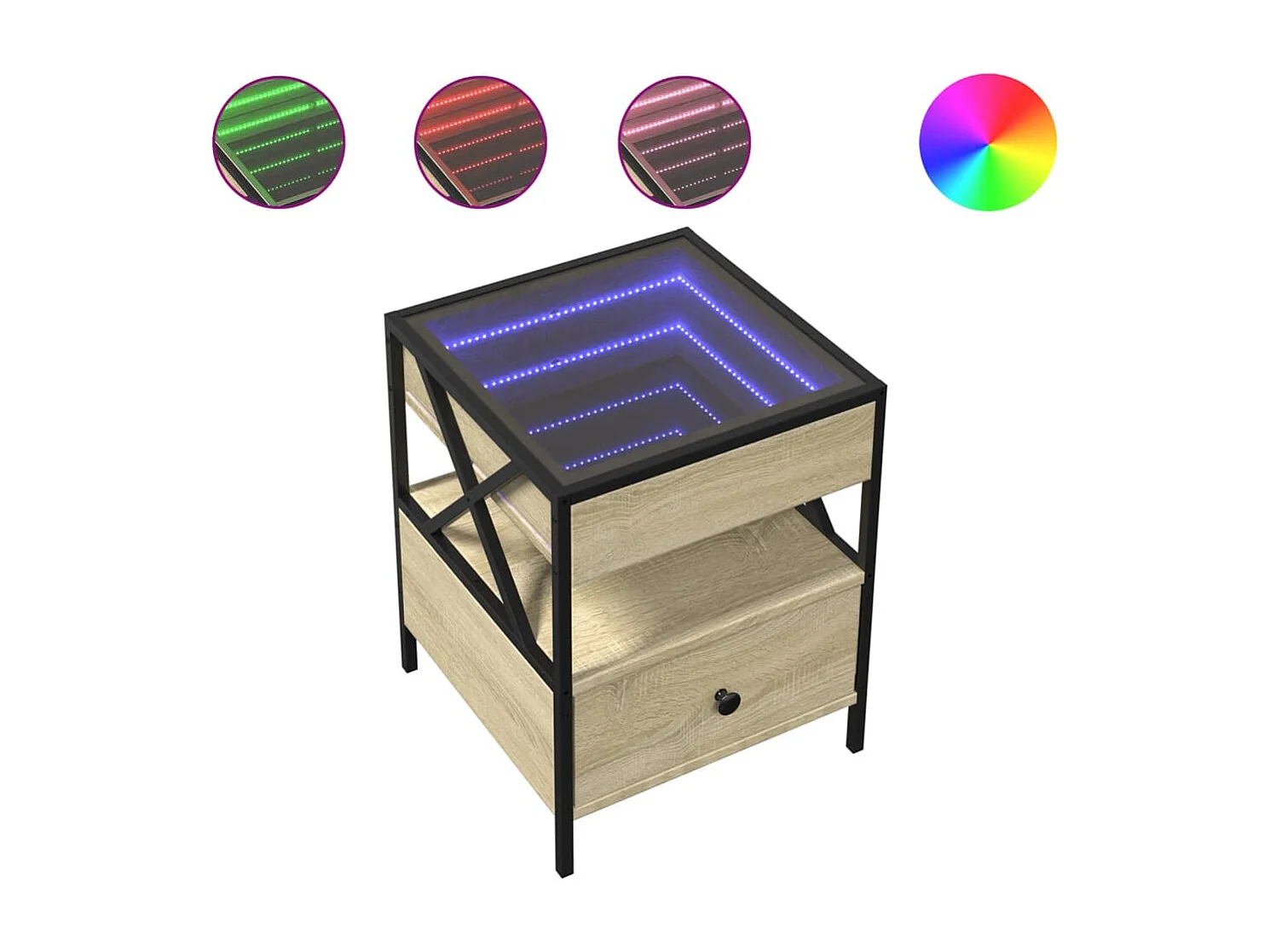 Table de chevet avec LED infini chêne sonoma 40x40x51 cm