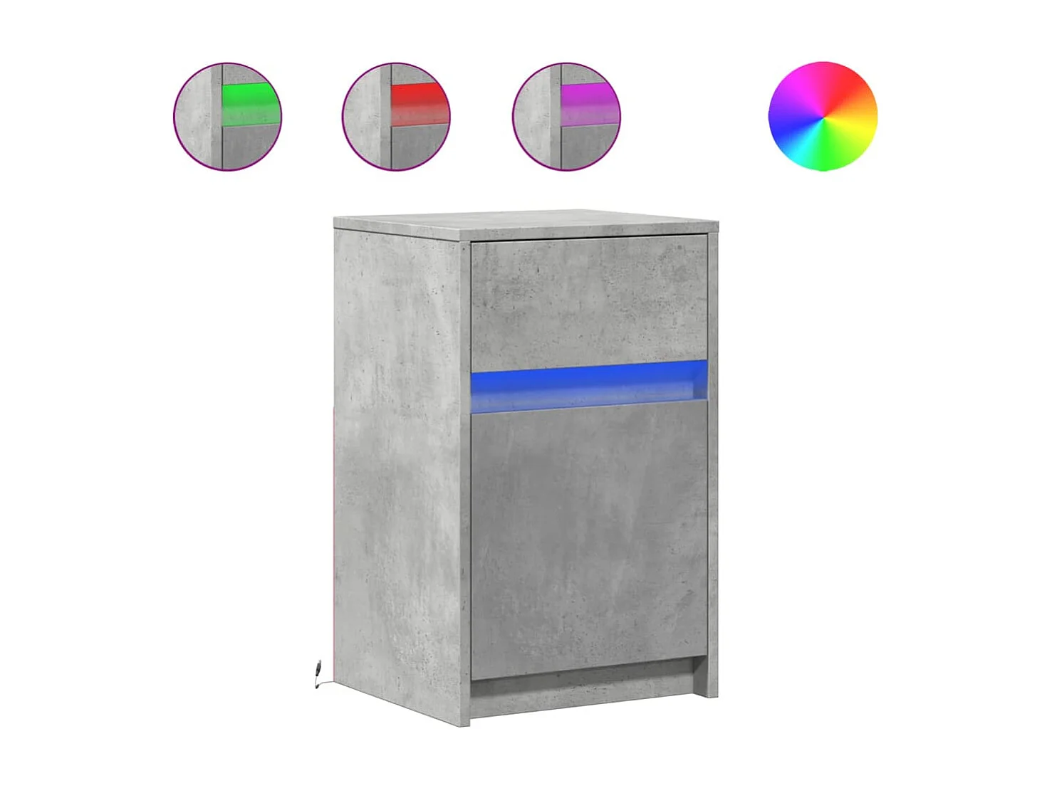 Tables de chevet et lumières LED 2 pièces gris béton