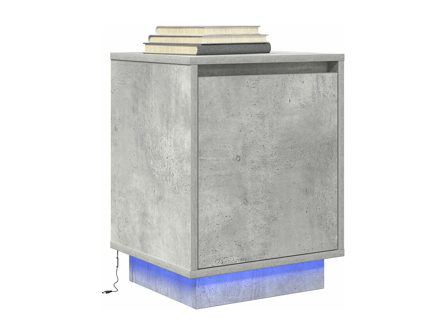 Table de chevet avec lumières LED gris béton 38x34x50 cm