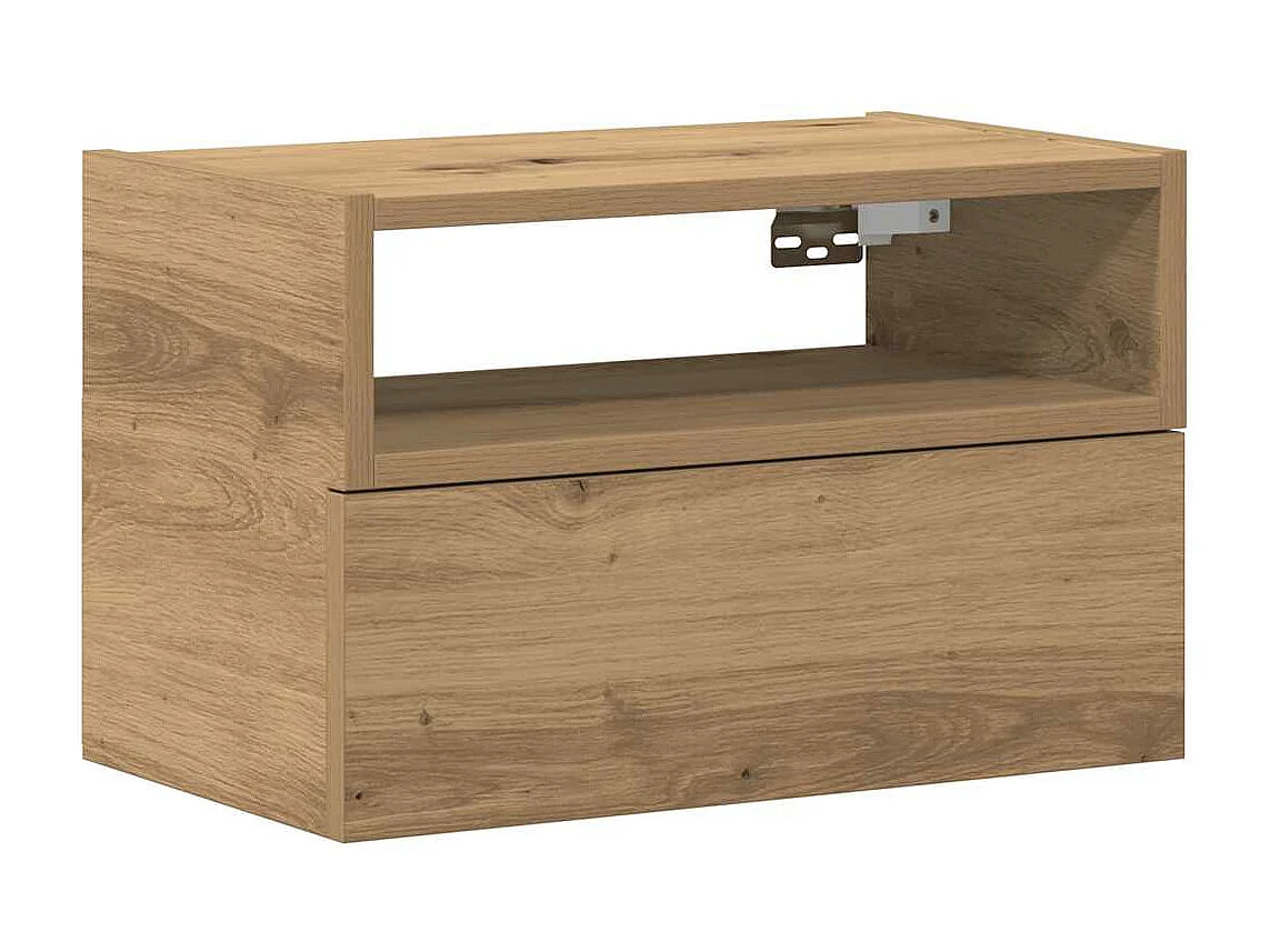 Mesita de noche de pared roble artesano 45x26x28,5 cm