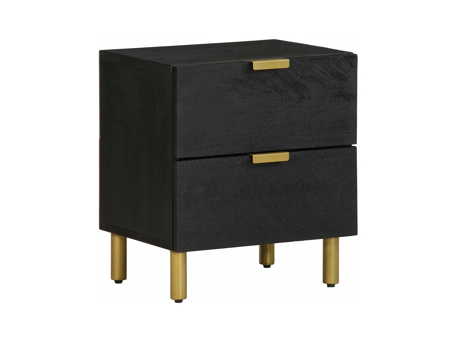 Table de chevet noir 40x33x46 cm bois de manguier solide