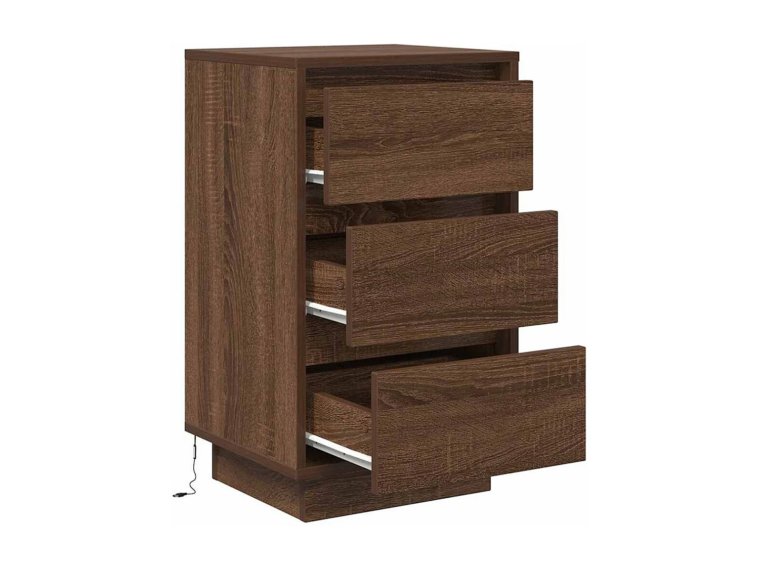 Table de chevet avec lumières LED chêne marron 38x34x65 cm