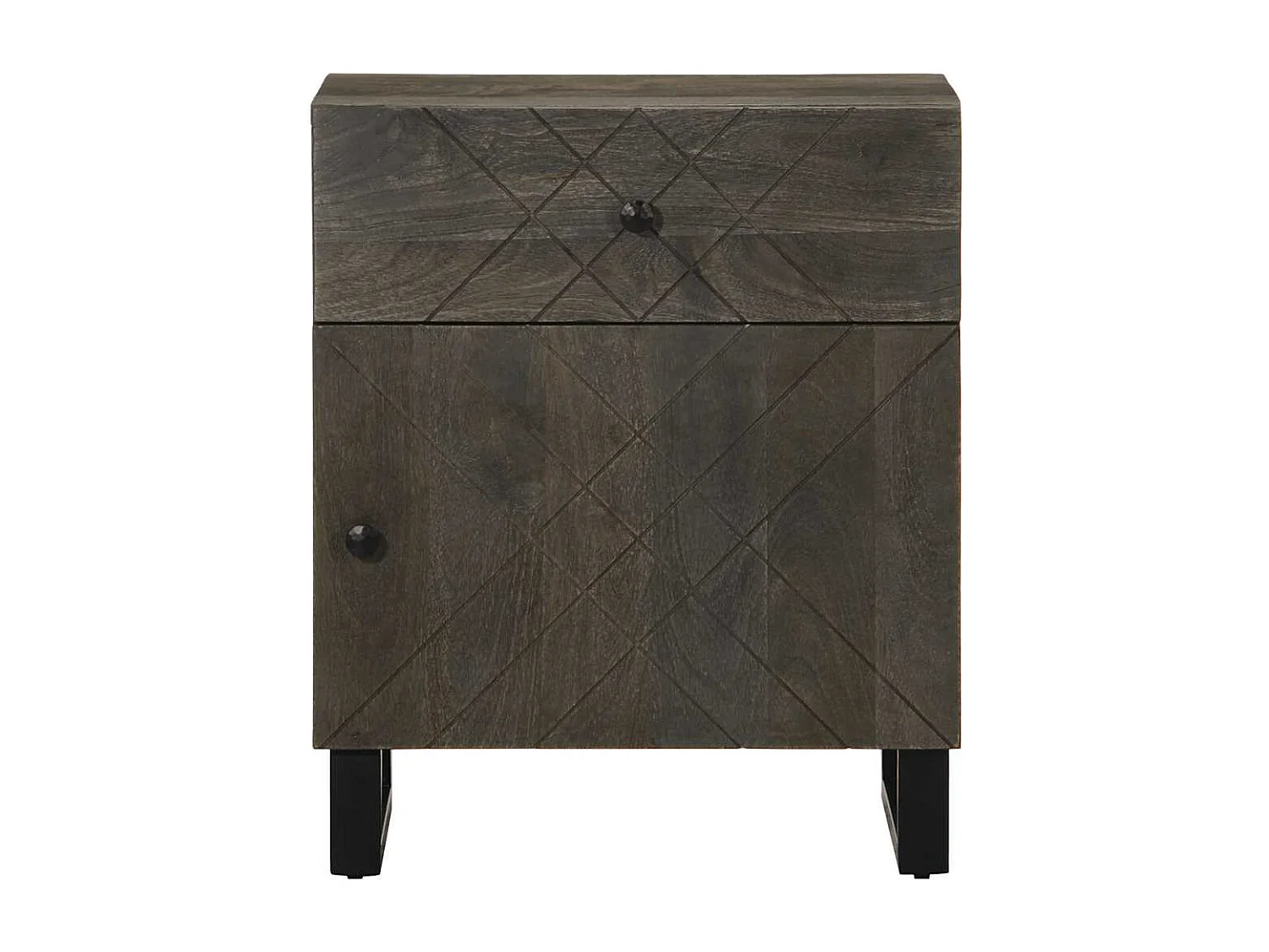 Table de chevet noir 50x33x60 cm bois de manguier massif