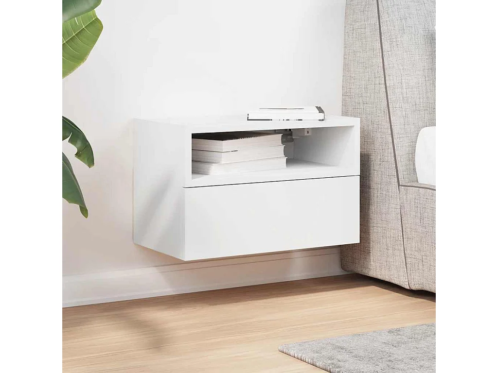 Table de chevet murale blanc 45x26x28,5 cm