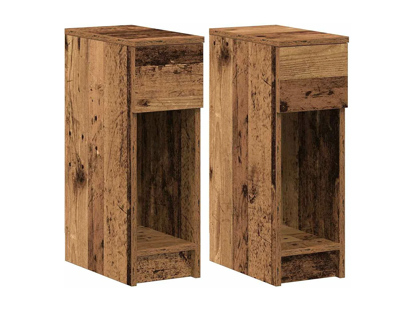 Nachtkastjes 2 st met lade 20x36x60 cm oud houtkleurig