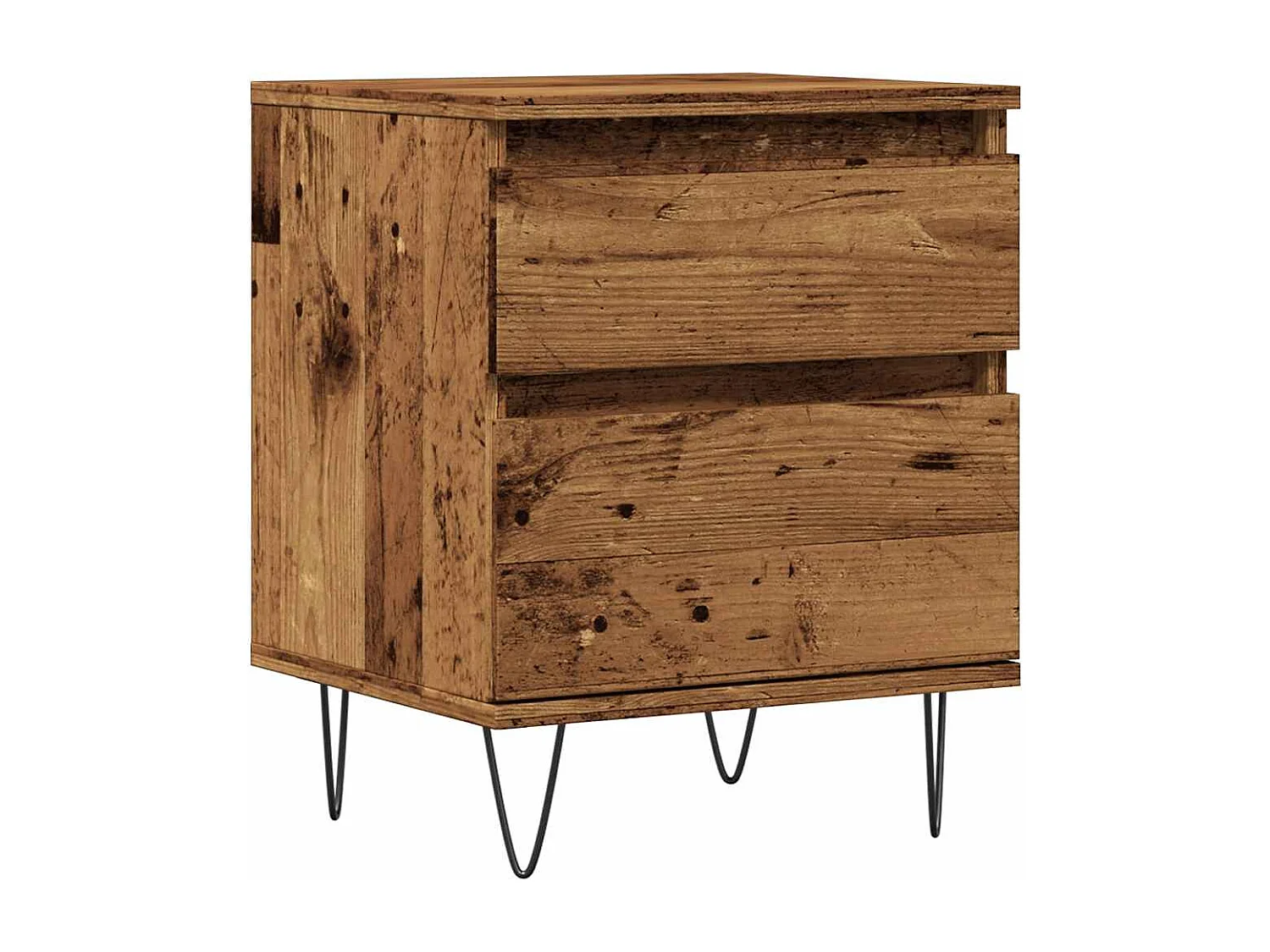 Nachtkastje 40x35x50 cm bewerkt hout oud houtkleurig