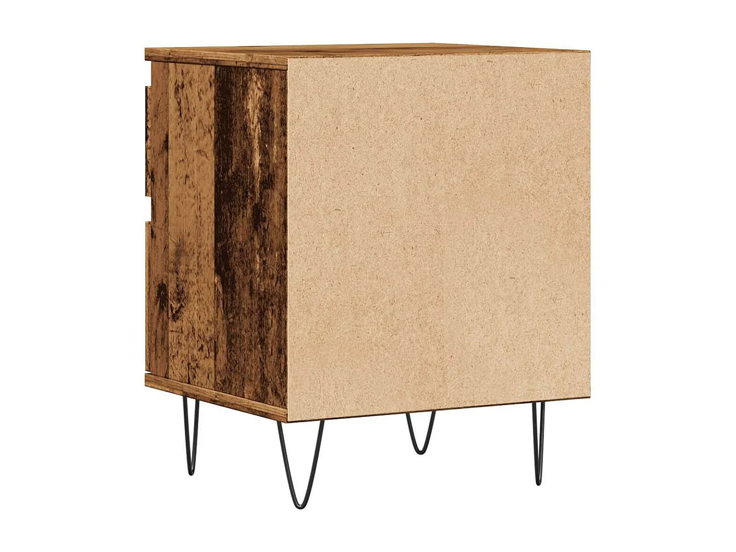 Nachtkastje 40x35x50 cm bewerkt hout oud houtkleurig