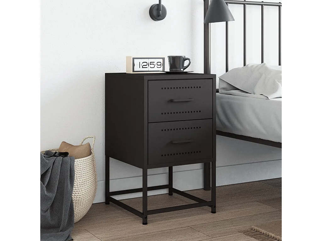 Table de chevet noir 36x39x60,5 cm acier