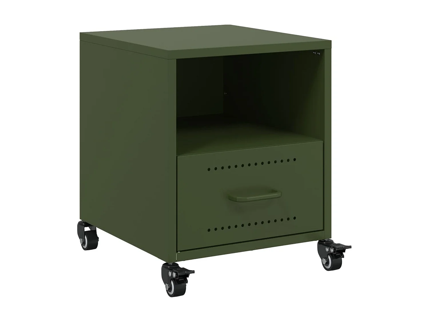 Table de chevet vert olive 36x39x43,5 cm acier