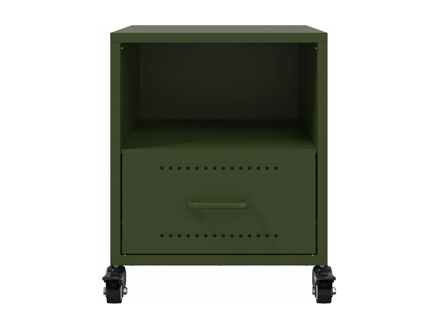 Table de chevet vert olive 36x39x43,5 cm acier