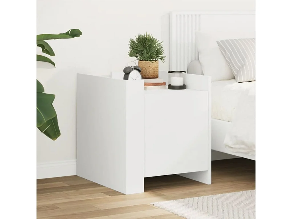 Table de chevet blanc 45x50x50 cm bois d’ingénierie