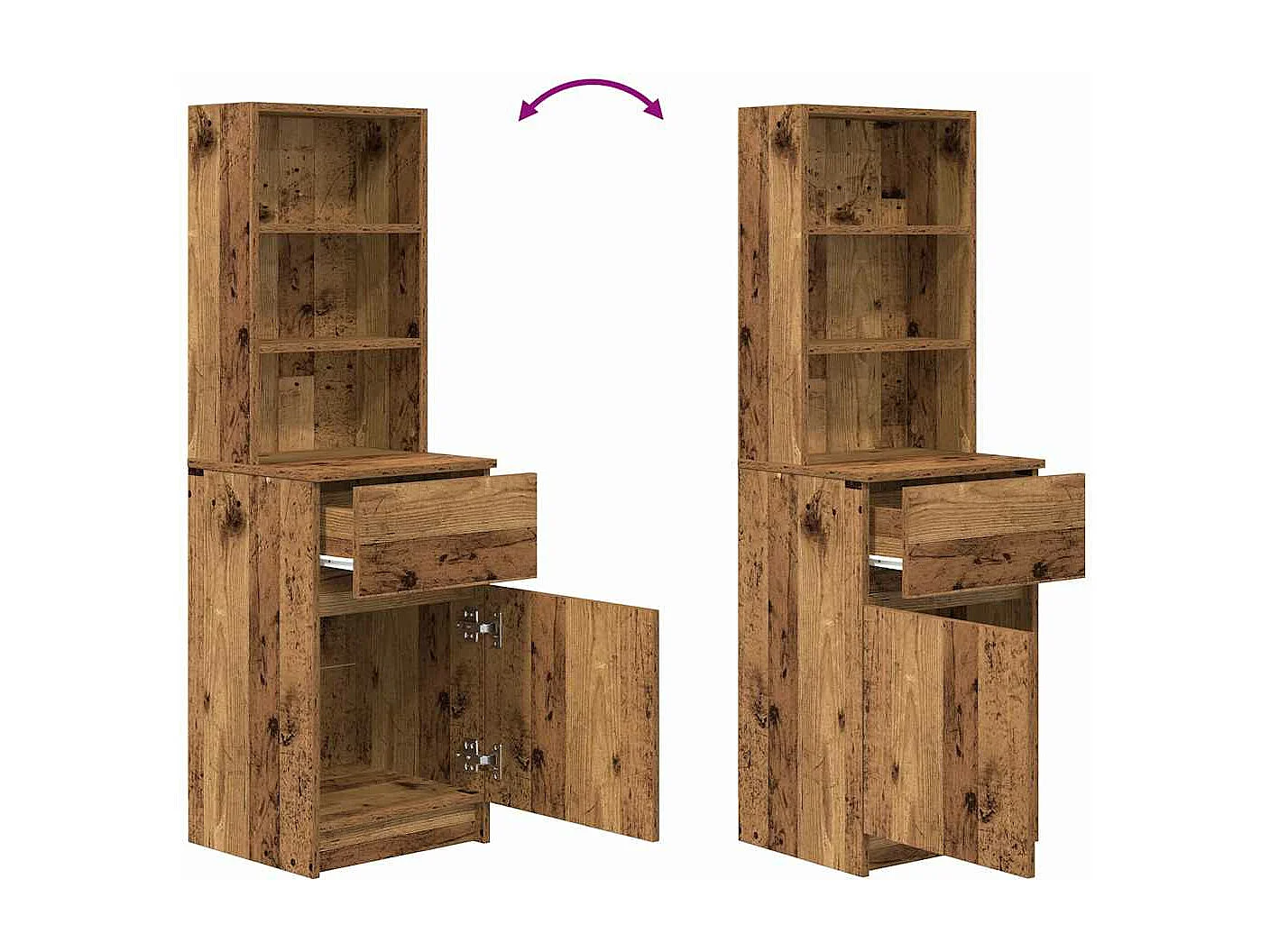 Table de chevet vieux bois 39x35x125 cm bois d’ingénierie