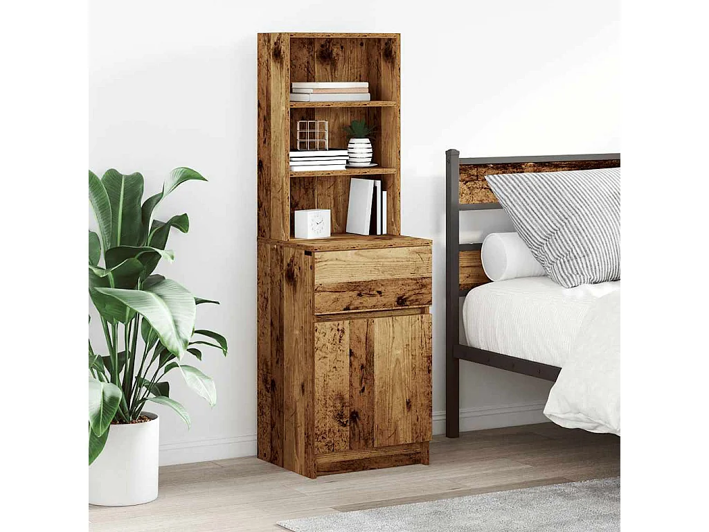 Table de chevet vieux bois 39x35x125 cm bois d’ingénierie