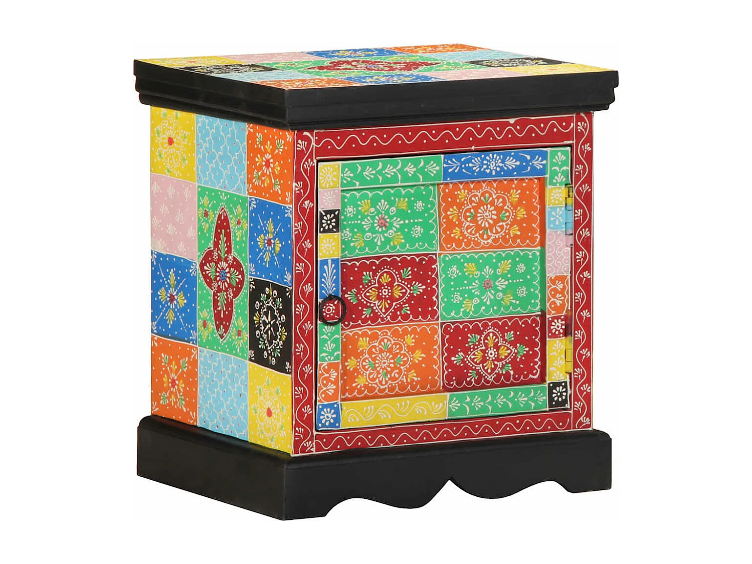 Mesilla de noche multicolor 40x35x45 cm madera maciza mango
