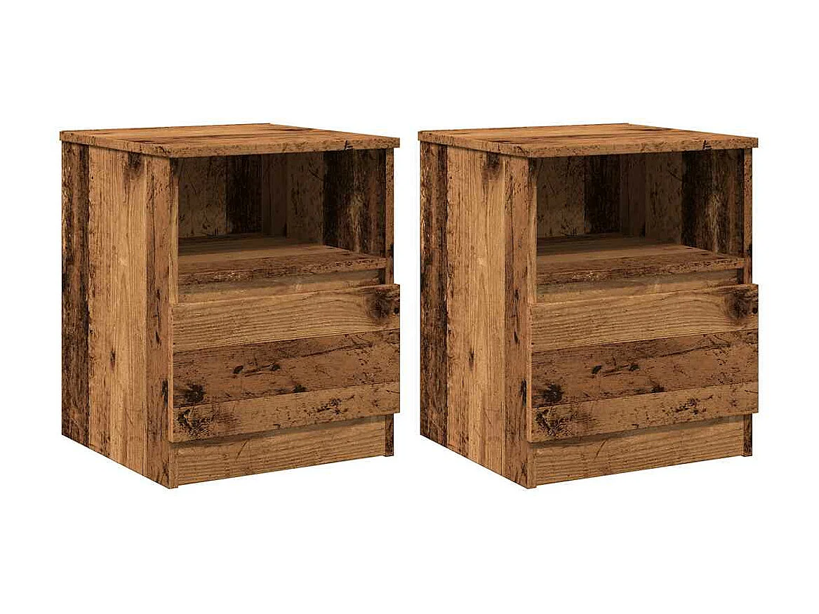Nachtkastjes 2 st 40x40x50 cm bewerkt hout oud houtkleurig