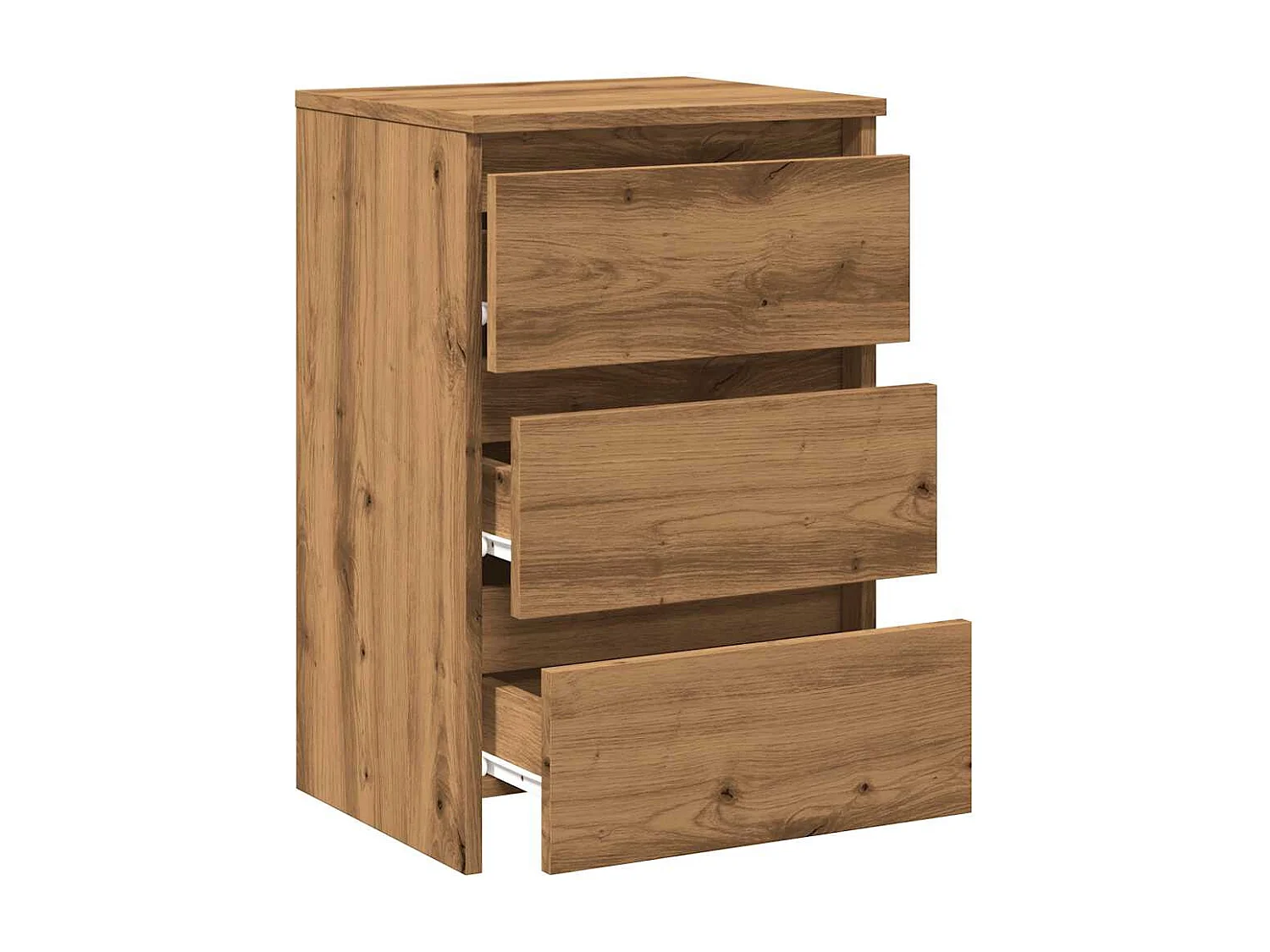 Nachtkastje 40x35x62,5 cm bewerkt hout artisanaal eikenkleur