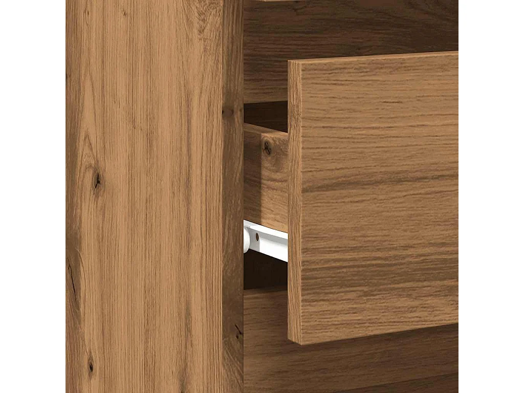 Nachtkastje 40x35x62,5 cm bewerkt hout artisanaal eikenkleur
