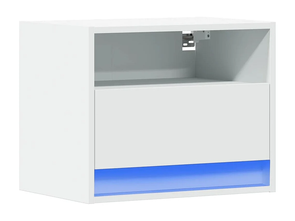 Nachtkastje met LED-verlichting wandgemonteerd wit