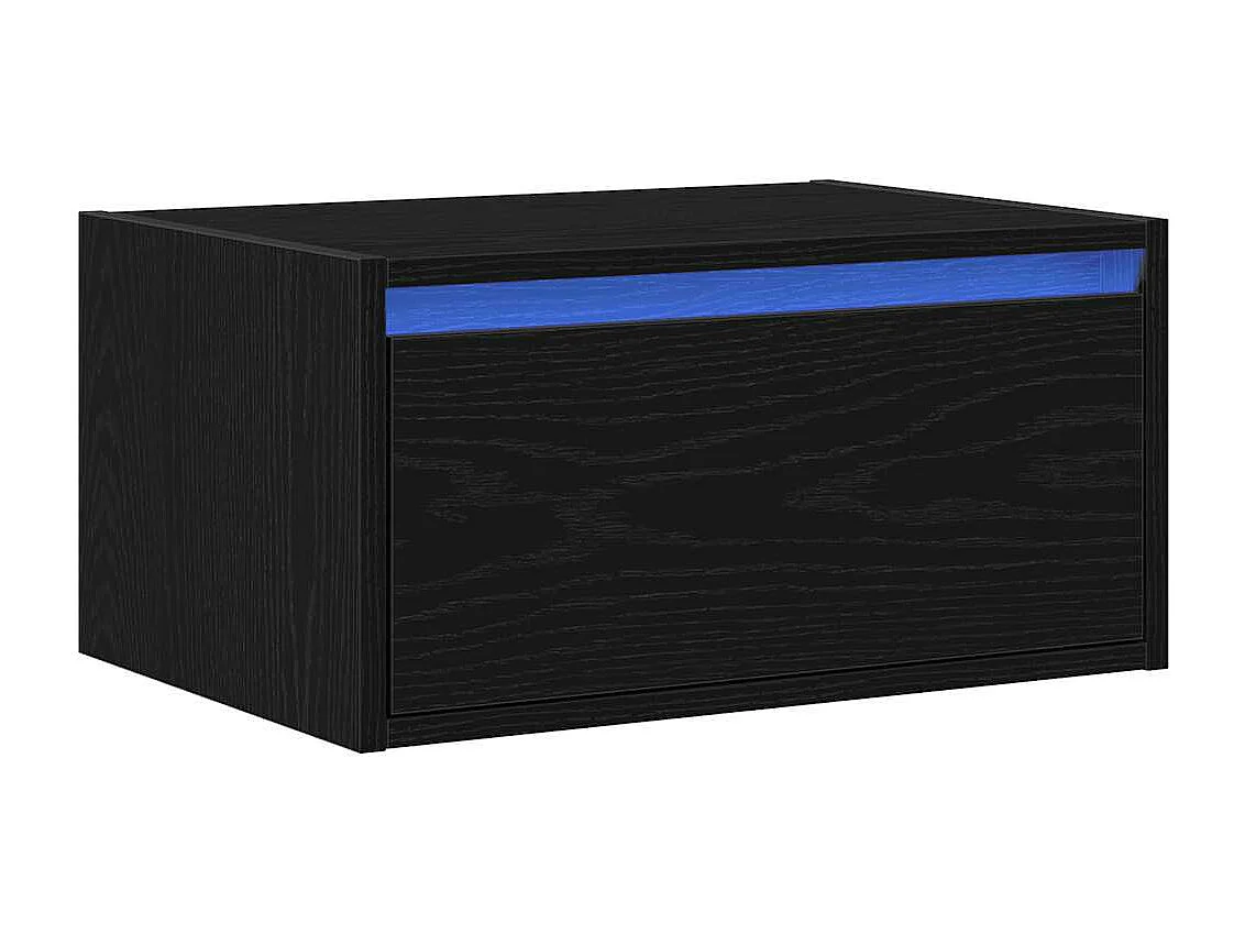 Table de chevet murale avec lumières LED chêne noir