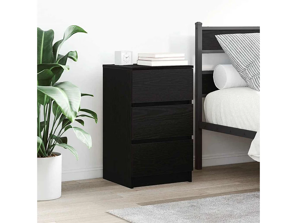 Nachtkastjes met 3 lades 2 st 39x35x65 cm zwart