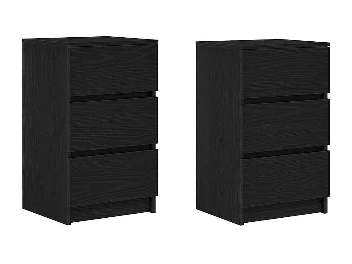 Nachtkastjes met 3 lades 2 st 39x35x65 cm zwart
