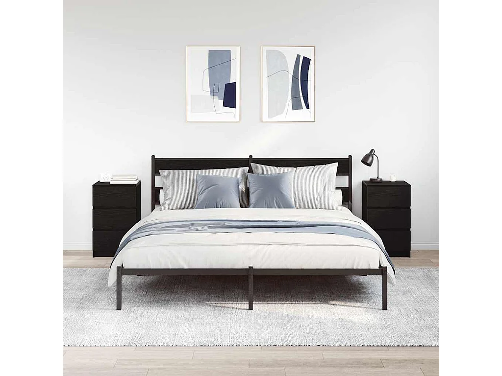 Nachtkastjes met 3 lades 2 st 39x35x65 cm zwart