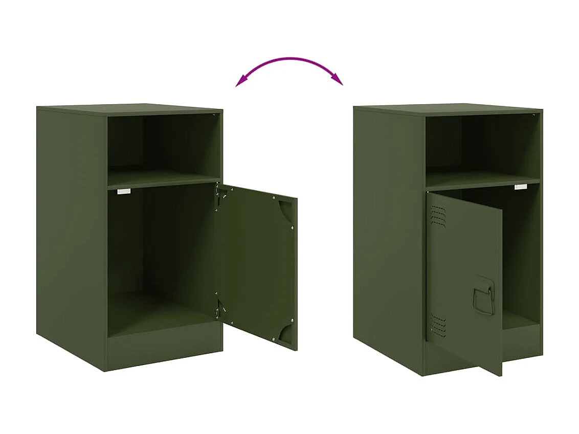 Tables de chevet 2 pièces noir vert olive 34,5x39x62 cm acier