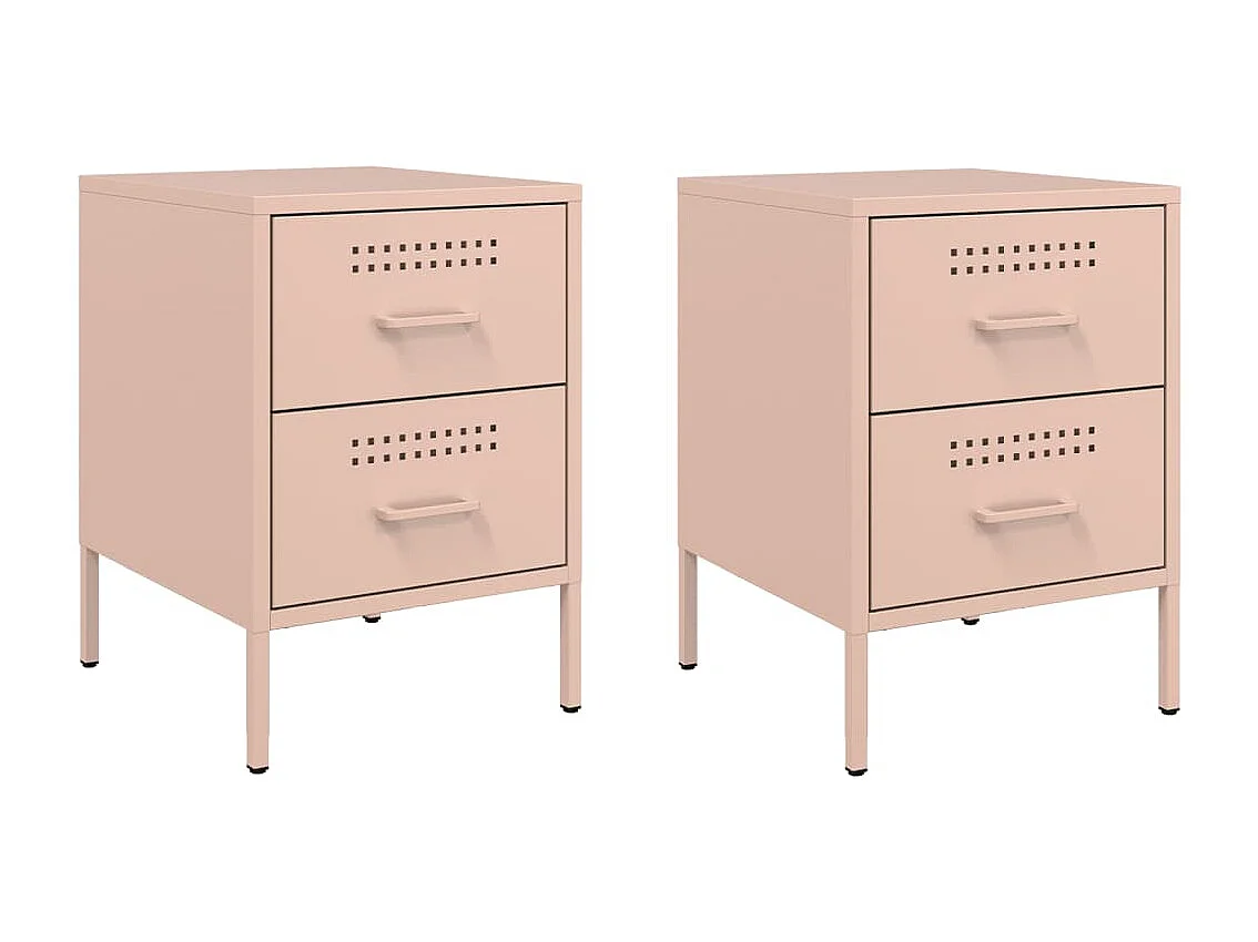 Tables de chevet 2 pièces rose 36x39x50,5 cm acier