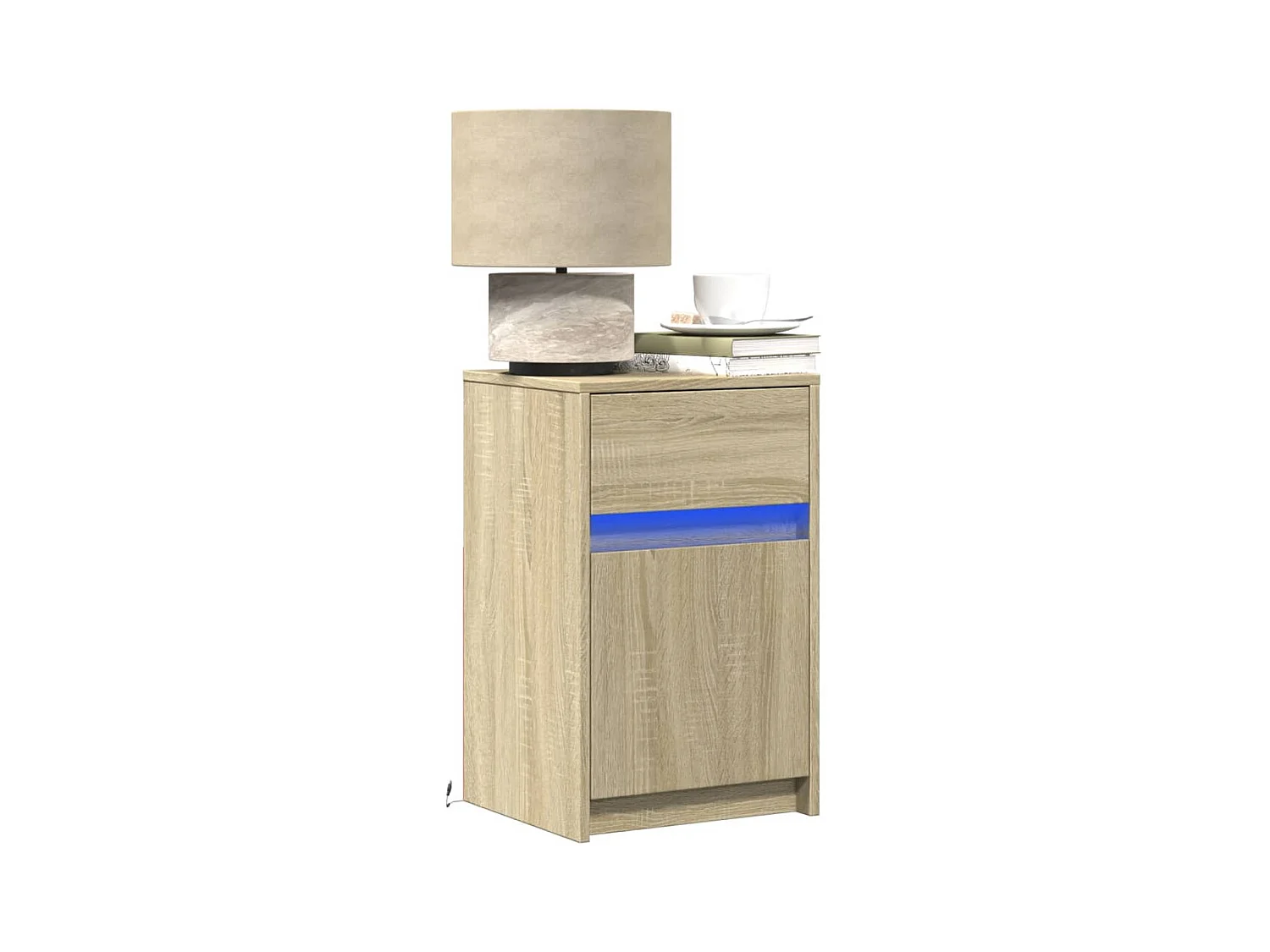 Table de chevet avec lumières LED chêne sonoma