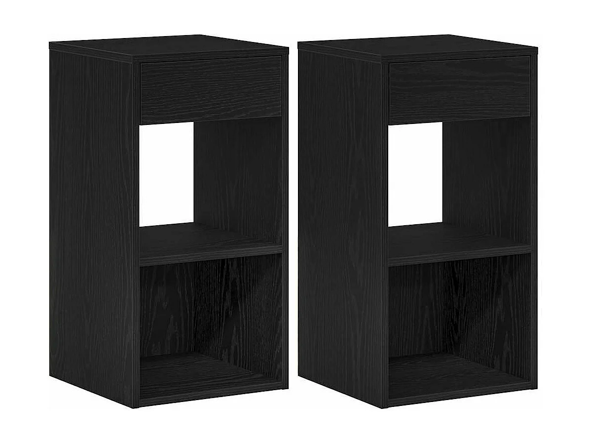 Nachtkastjes 2 st met lade 35x34x66,5 cm zwart eikenkleurig