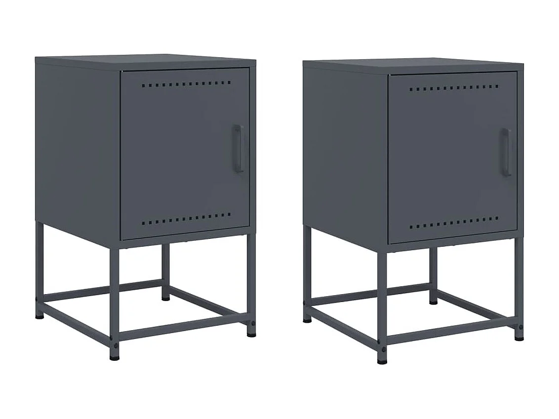 Tables de chevet 2 pièces anthracite 36x39x60,5 cm acier
