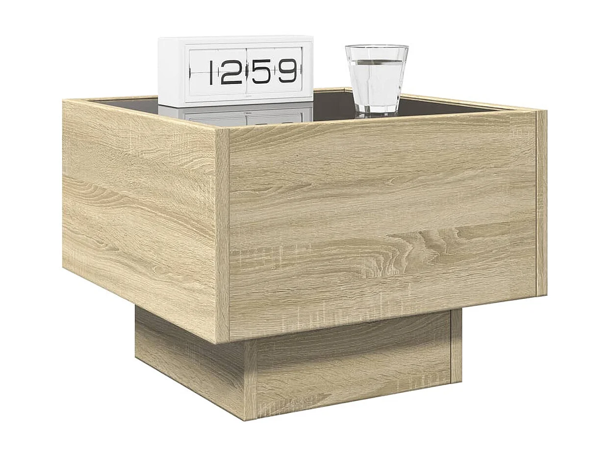 Mesa de cabeceira com LED Infinity 40x40x30 cm carvalho sonoma