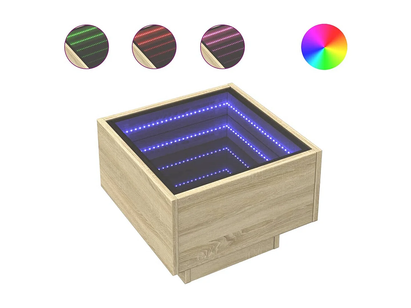 Table de chevet avec LED infini chêne sonoma 40x40x30 cm
