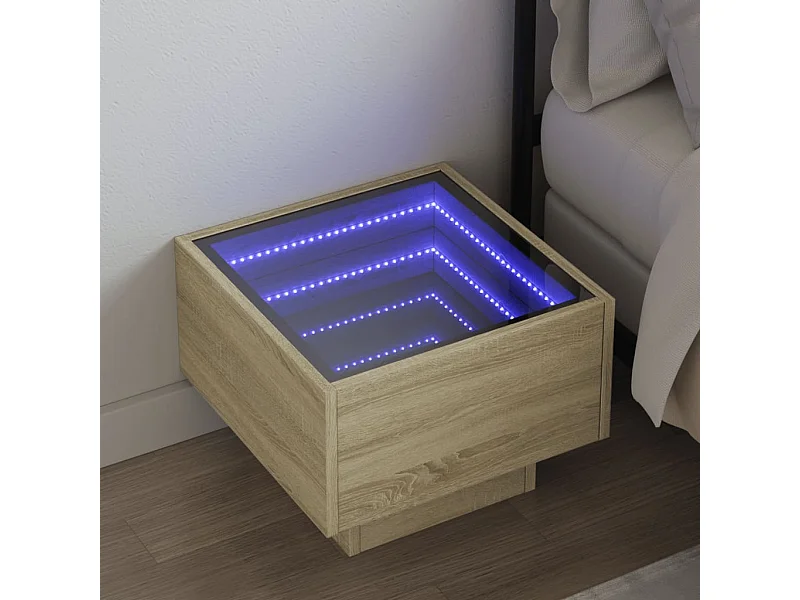 Mesa de cabeceira com LED Infinity 40x40x30 cm carvalho sonoma